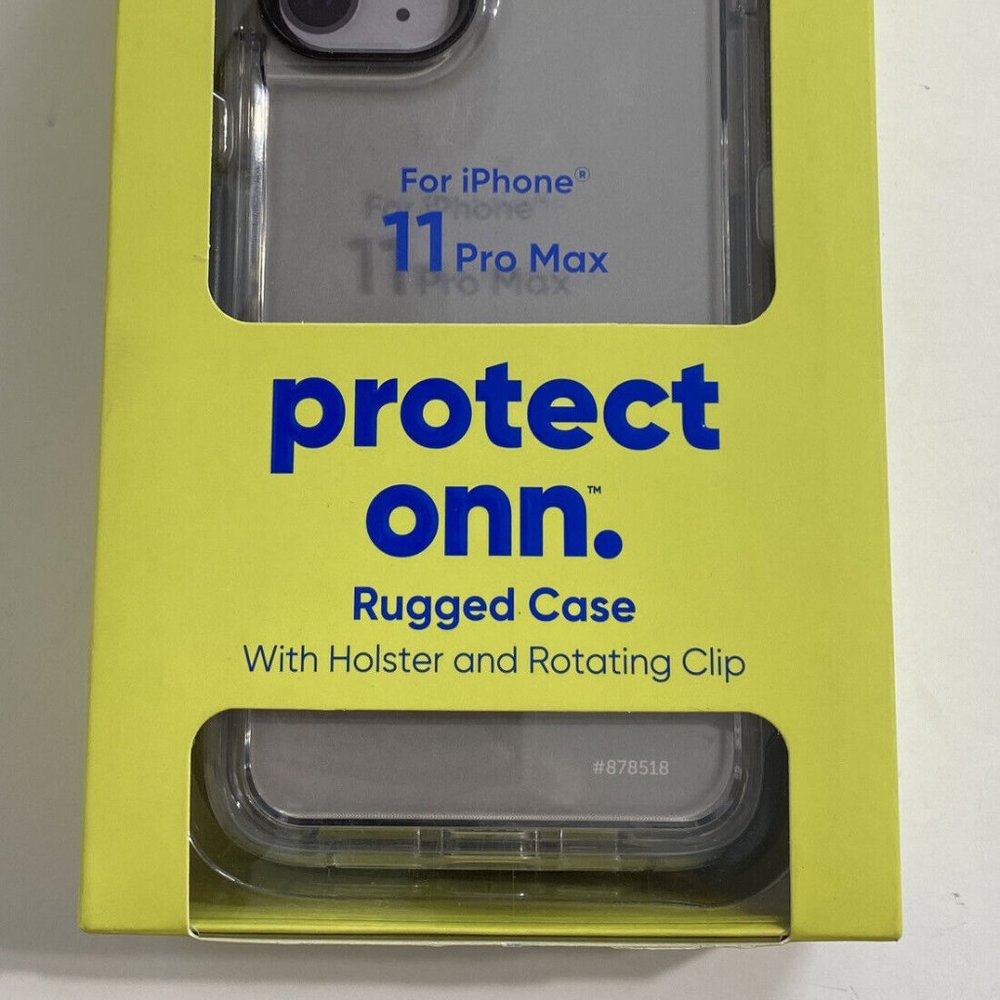 iPhone 11 Pro Max Protect Onn Rugged Case Holster & Rotating Clip Grey Gray NEW - Picture 3 of 5